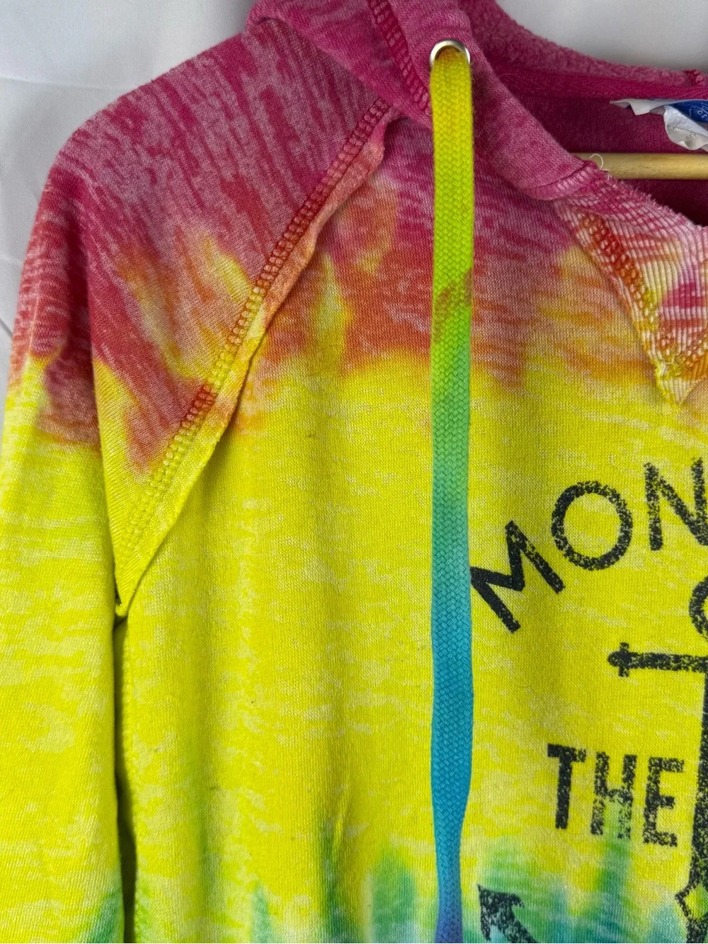Montauk The End Rainbow Tie Dye Hoodie Pullover XXL Beach Graphic